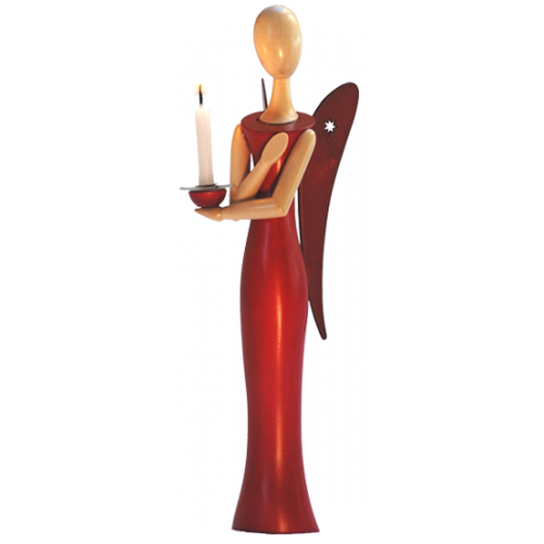 Sternkopf-Engel Red Ruby, stehend, mit Kerzenhalter (100 cm)